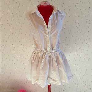 White Sleeveless Button-Down Dress